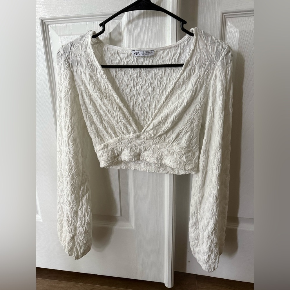 Zara Cream Textured Women's Blouse